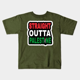 Straight Outta Palestine - Map - Sticker - Back Kids T-Shirt